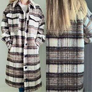 Vero Moda Plaid Long Shacket / Coat – Size Small